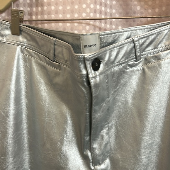 Anthropologie Maeve Metallic Silver Wide Leg Cropped Pants women’s Sz 22 party - Picture 4 of 7